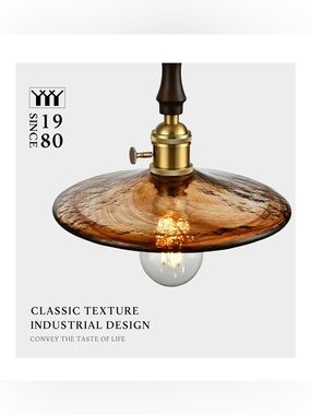 Amber Glass Pendant Light set of two.